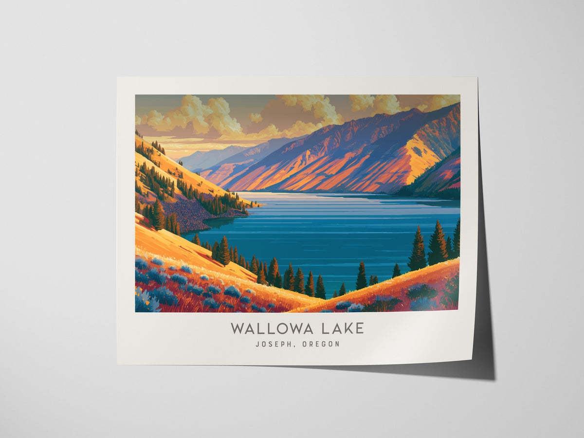 Wallowa Lake Landscape Matte Border Poster | Joseph, Oregon Framed or Unframed Destination Print — giclée print detail on mat