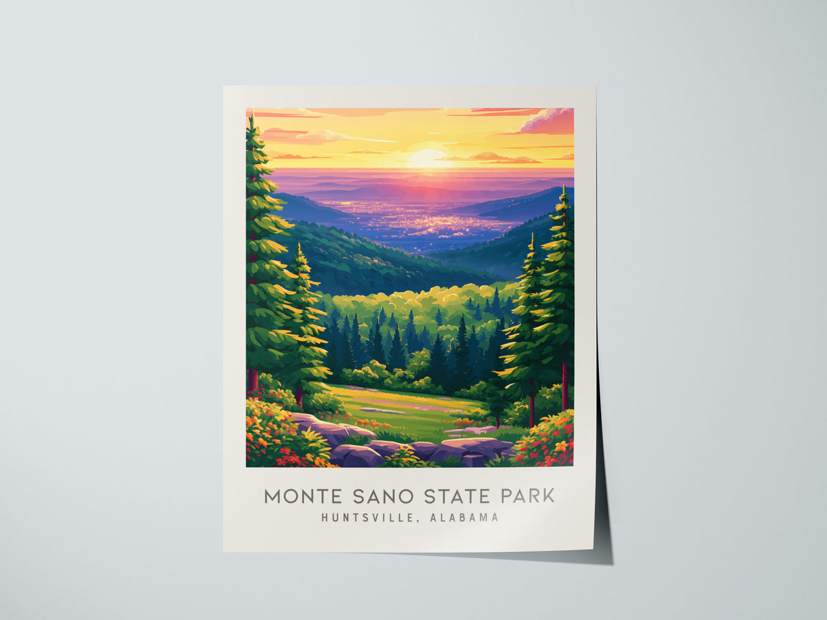 Monte Sano State Park Matte Border Poster | Huntsville, Alabama Travel Wall Art — giclée print detail on matte paper