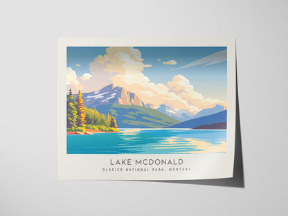 Lake McDonald Landscape Matte Border Poster | Glacier National Park, Montana Travel Wall Art — giclée print detail on matte p