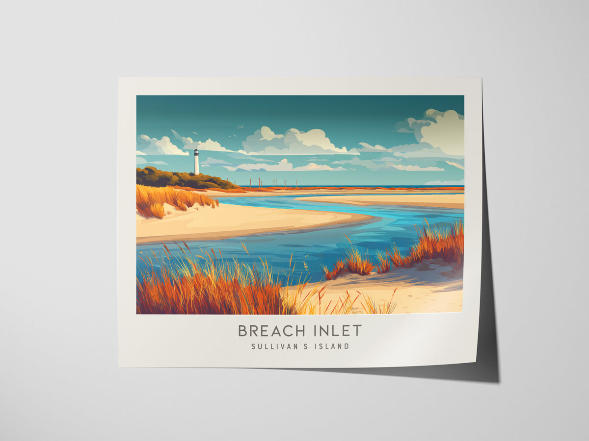 Breach Inlet Landscape Matte Border Poster | Sullivan's Island Beach House Decor Destination Print — giclée print detail on m