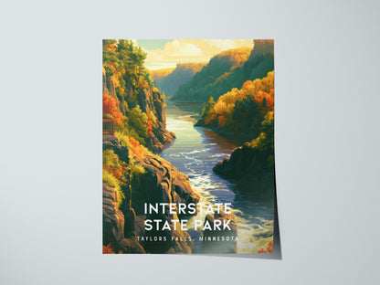 Interstate State Park, Taylors Falls, Minnesota Poster | Rugged River Bluffs Framed or Unframed Wall Art — giclée print detai