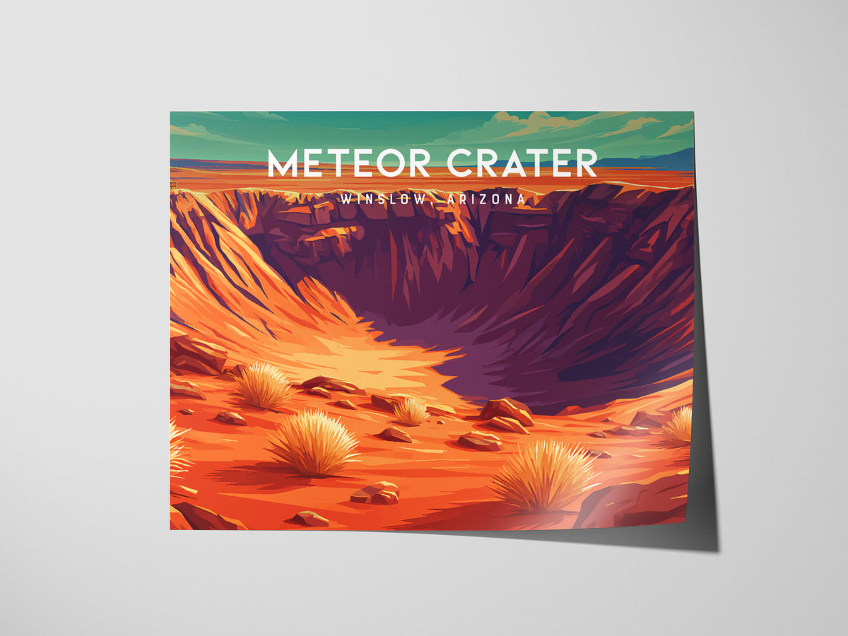 Meteor Crater Landscape Poster | Winslow, Arizona Framed or Unframed Vacation Wall Art — giclée print detail on matte paper