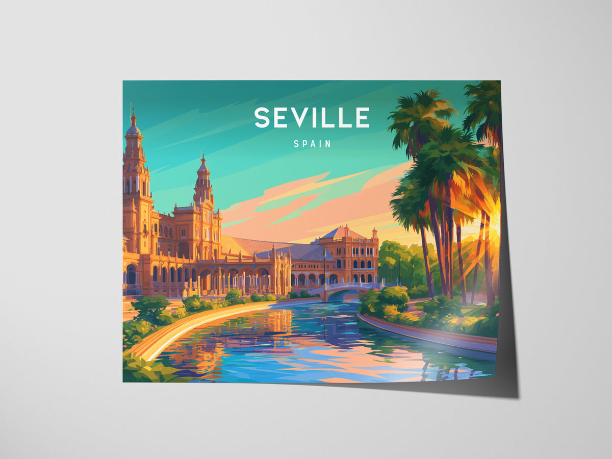 Seville, Spain Landscape Poster | Andalusian Splendor Vacation Wall Art — giclée print detail on matte paper