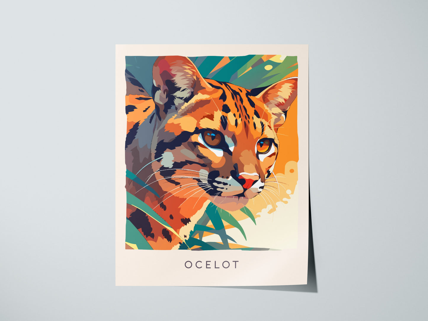 Ocelot, Leopardus Pardalis Poster | Wild Jungle Cat Nature Poster Wall Art — giclée print detail on matte paper