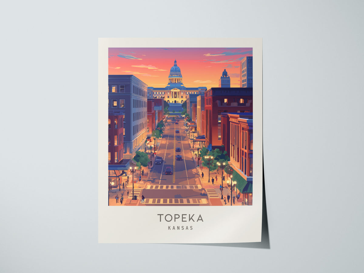 Topeka Matte Border Poster | Kansas Destination Print Framed or Unframed — giclée print detail on matte paper