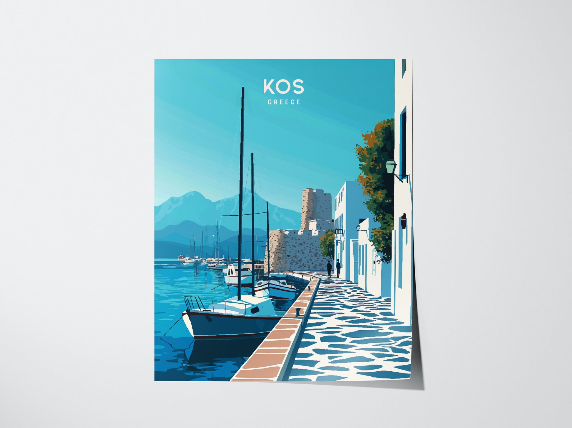 Kos Greece Poster | Aegean Island Harbor Wall Art