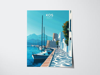 Kos Greece Poster | Aegean Island Harbor Wall Art
