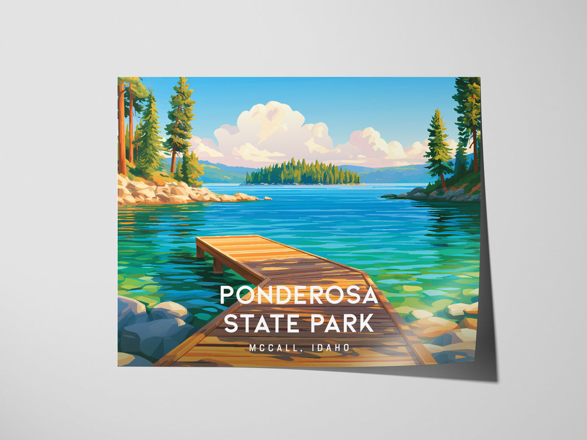 Ponderosa State Park Landscape Poster | McCall, Idaho Vacation Wall Art — giclée print detail on matte paper