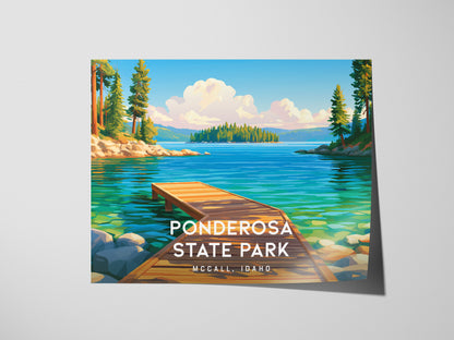 Ponderosa State Park Landscape Poster | McCall, Idaho Vacation Wall Art — giclée print detail on matte paper