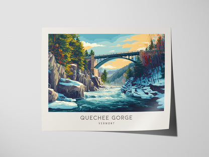 Quechee Gorge Landscape Matte Border Poster | Vermont Travel Gift Vacation Wall Art — giclée print detail on matte paper