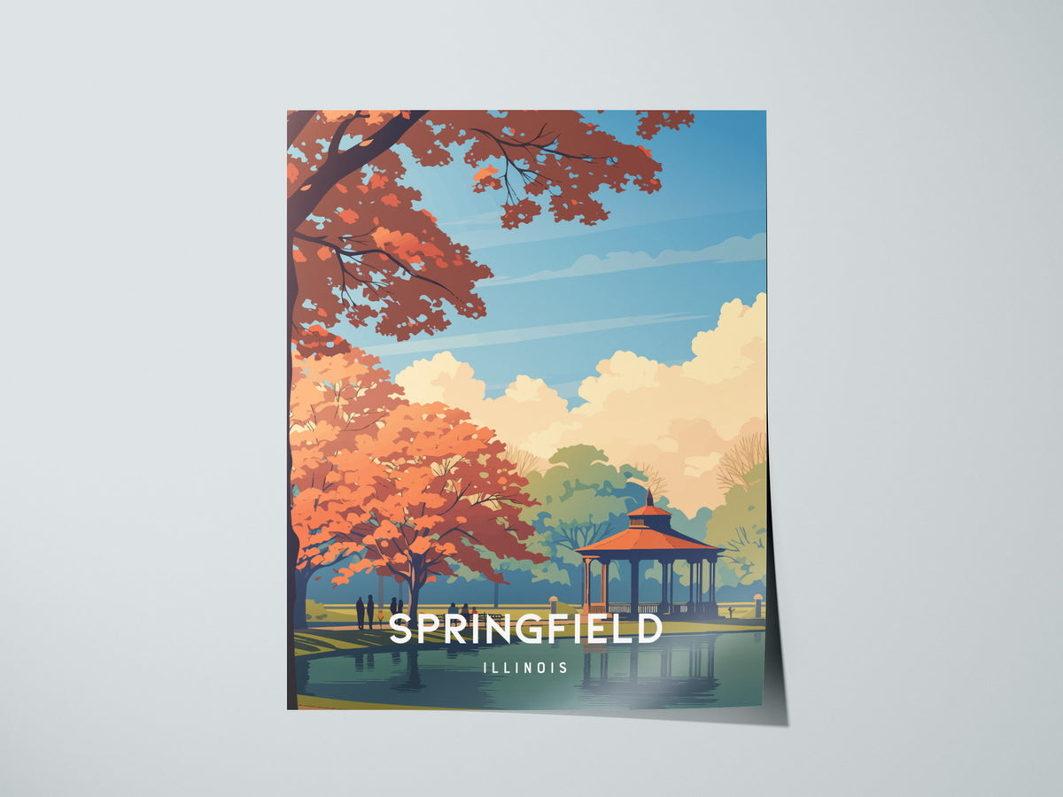 Springfield, Illinois Poster | Capitol Charm & Prairie Skyline Wall Art — giclée print detail on matte paper