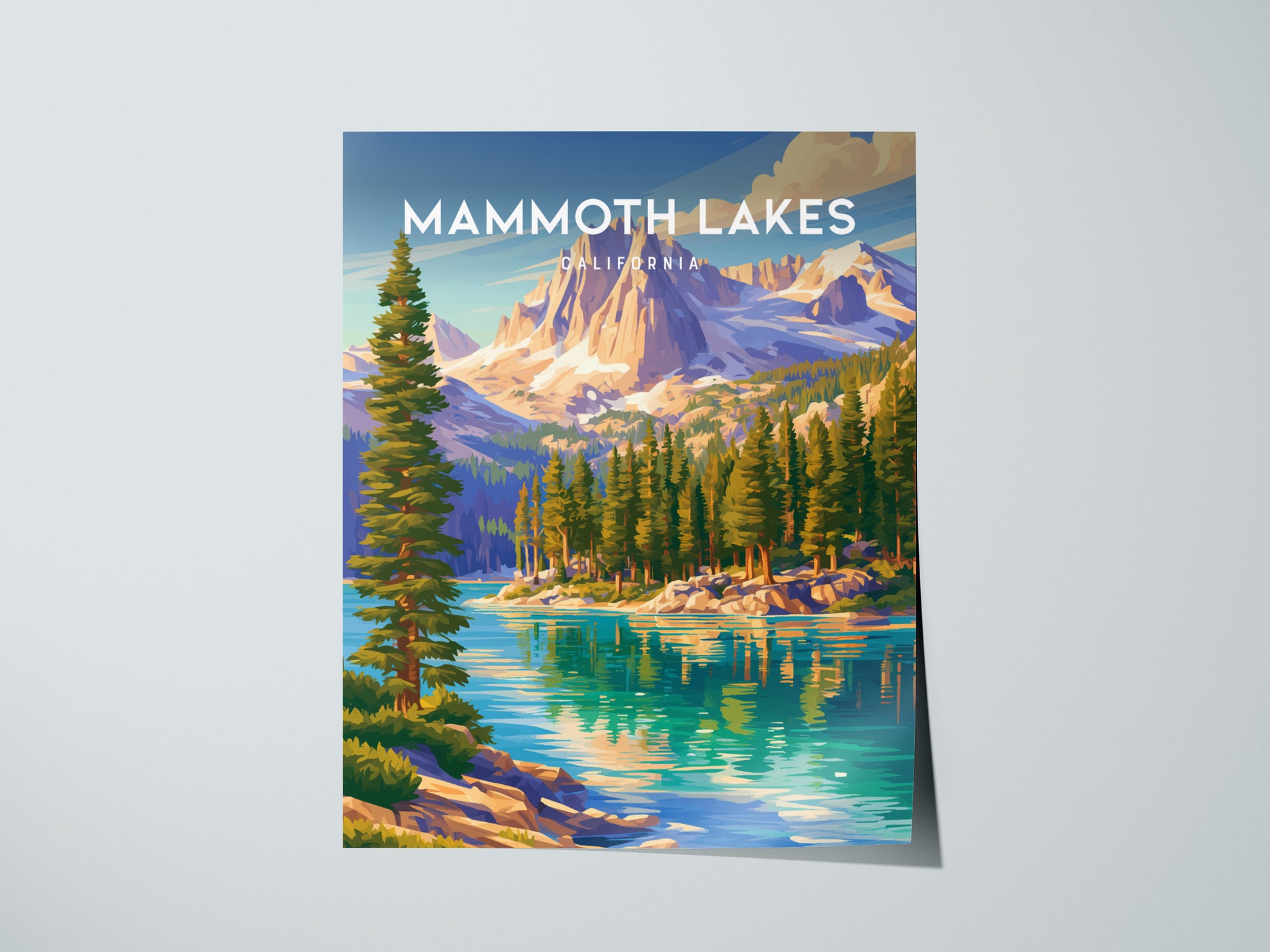 Mammoth Lakes, California Poster | Alpine Lake & Mountain Wilderness Wall Art — giclée print detail on matte paper