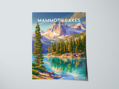 Mammoth Lakes, California Poster | Alpine Lake & Mountain Wilderness Wall Art — giclée print detail on matte paper