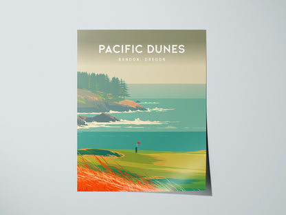 Pacific Dunes, Bandon, Oregon Poster | Links Poster Golfer Gift Wall Art — giclée print detail on matte paper