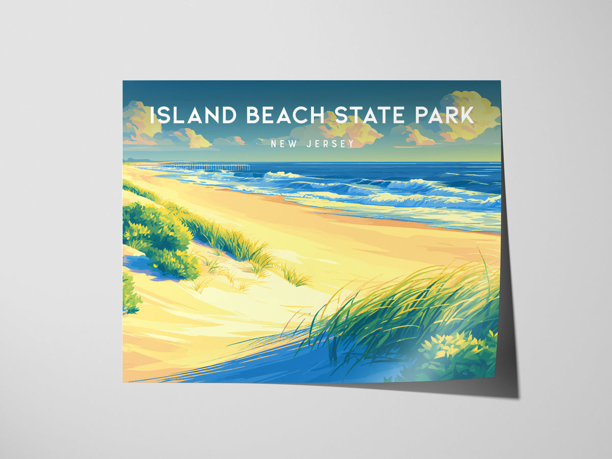 Island Beach State Park, New Jersey Landscape Poster | Coastal Beach Decor Wall Art — giclée print detail on matte paper