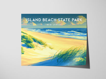Island Beach State Park, New Jersey Landscape Poster | Coastal Beach Decor Wall Art — giclée print detail on matte paper
