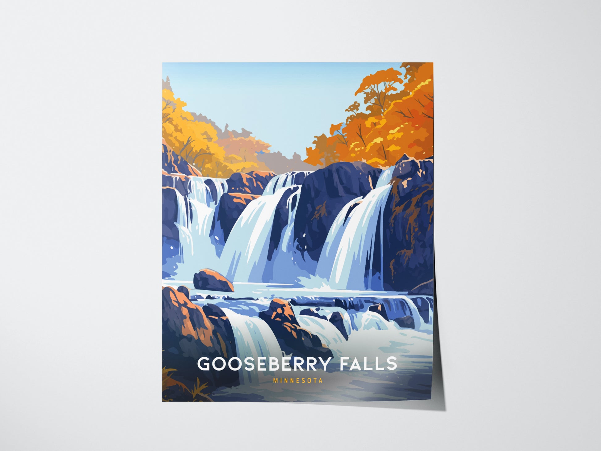 Gooseberry Falls Poster | Minnesota Waterfall Wall Art | Framed or Unframed