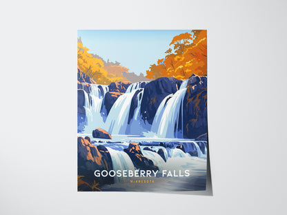 Gooseberry Falls Poster | Minnesota Waterfall Wall Art | Framed or Unframed