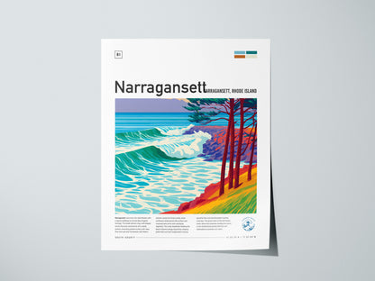 Narragansett, Rhode Island Poster | Surf Wall Art Beach House Decor — giclée print detail on matte paper