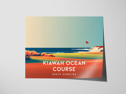 Kiawah Ocean Course Landscape Poster | South Carolina Country Club Decor Wall Art — giclée print detail on matte paper