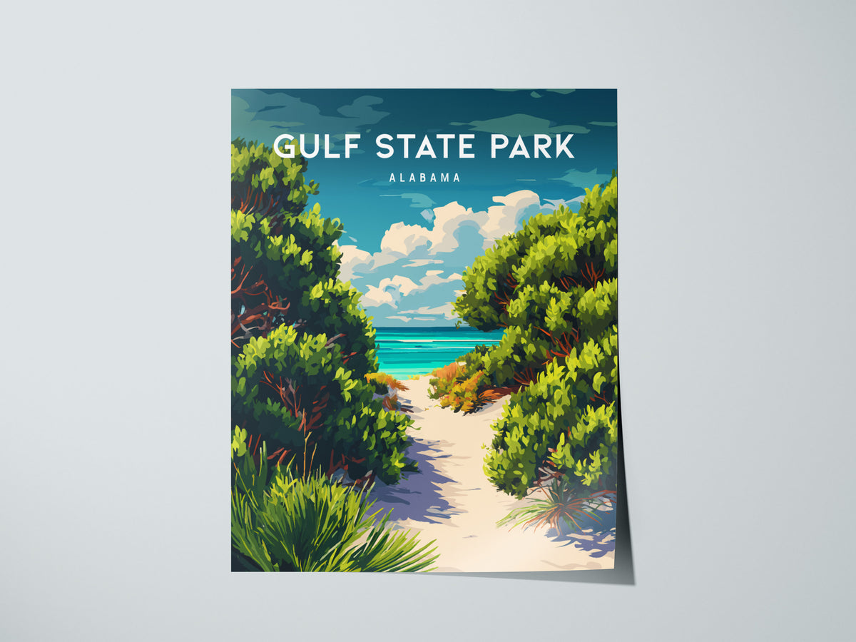 Gulf State Park, Alabama Poster | Beach House Decor Destination Print Wall Art — giclée print detail on matte paper