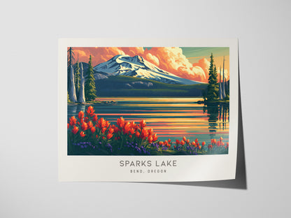 Sparks Lake Landscape Matte Border Poster | Bend, Oregon Travel Gift Wall Art — giclée print detail on matte paper