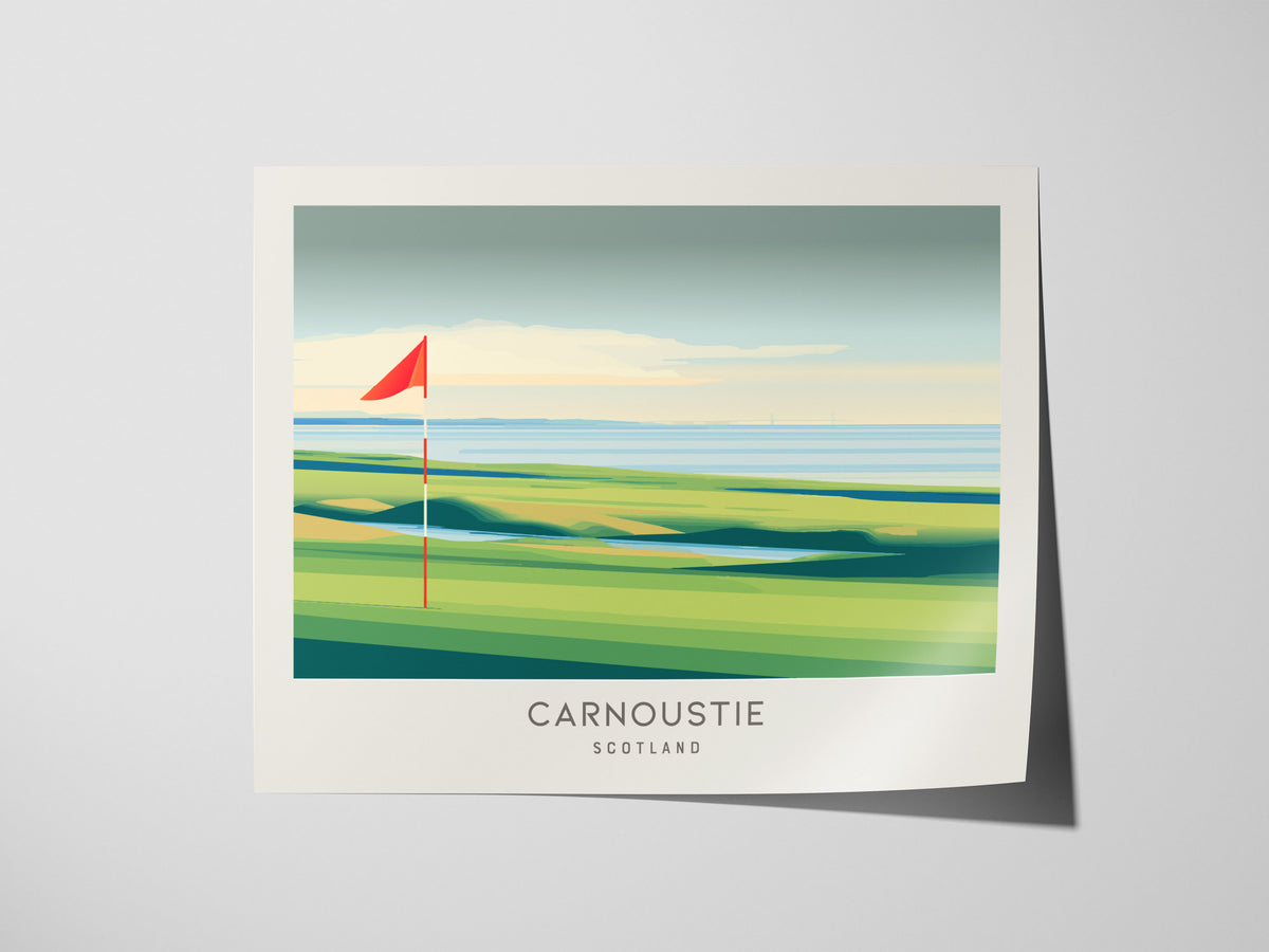 Carnoustie Landscape Matte Border Poster | Scotland Golf Course Print Travel Wall Art — giclée print detail on matte paper