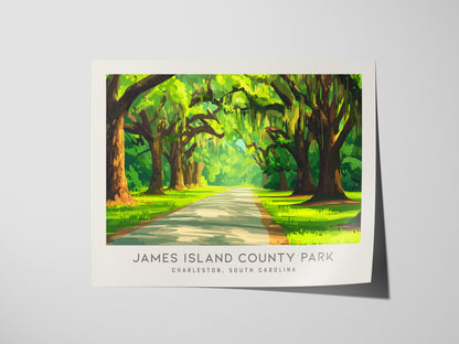 James Island County Park Landscape Matte Border Poster | Charleston, South Carolina Travel Wall Art — giclée print detail on