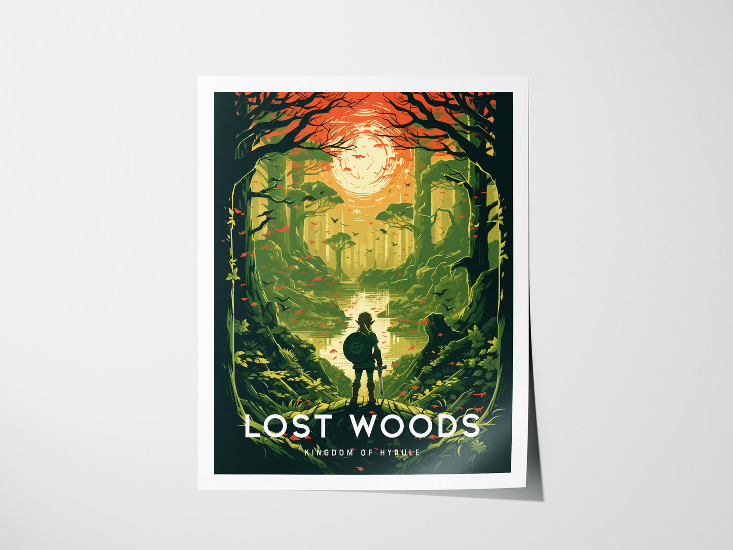 Zelda Lost Woods Poster | BOTW Fan Art Print | Mystical Hyrule Wall Decor | Framed or Unframed