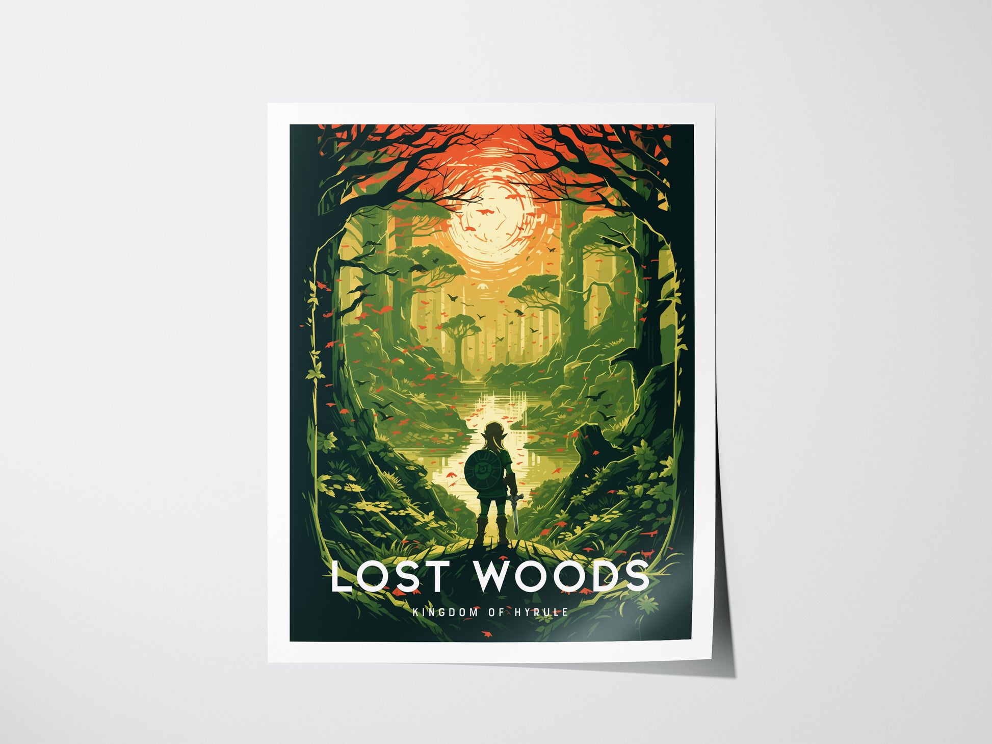 Zelda Lost Woods Poster | BOTW Fan Art Print | Mystical Hyrule Wall Decor | Framed or Unframed