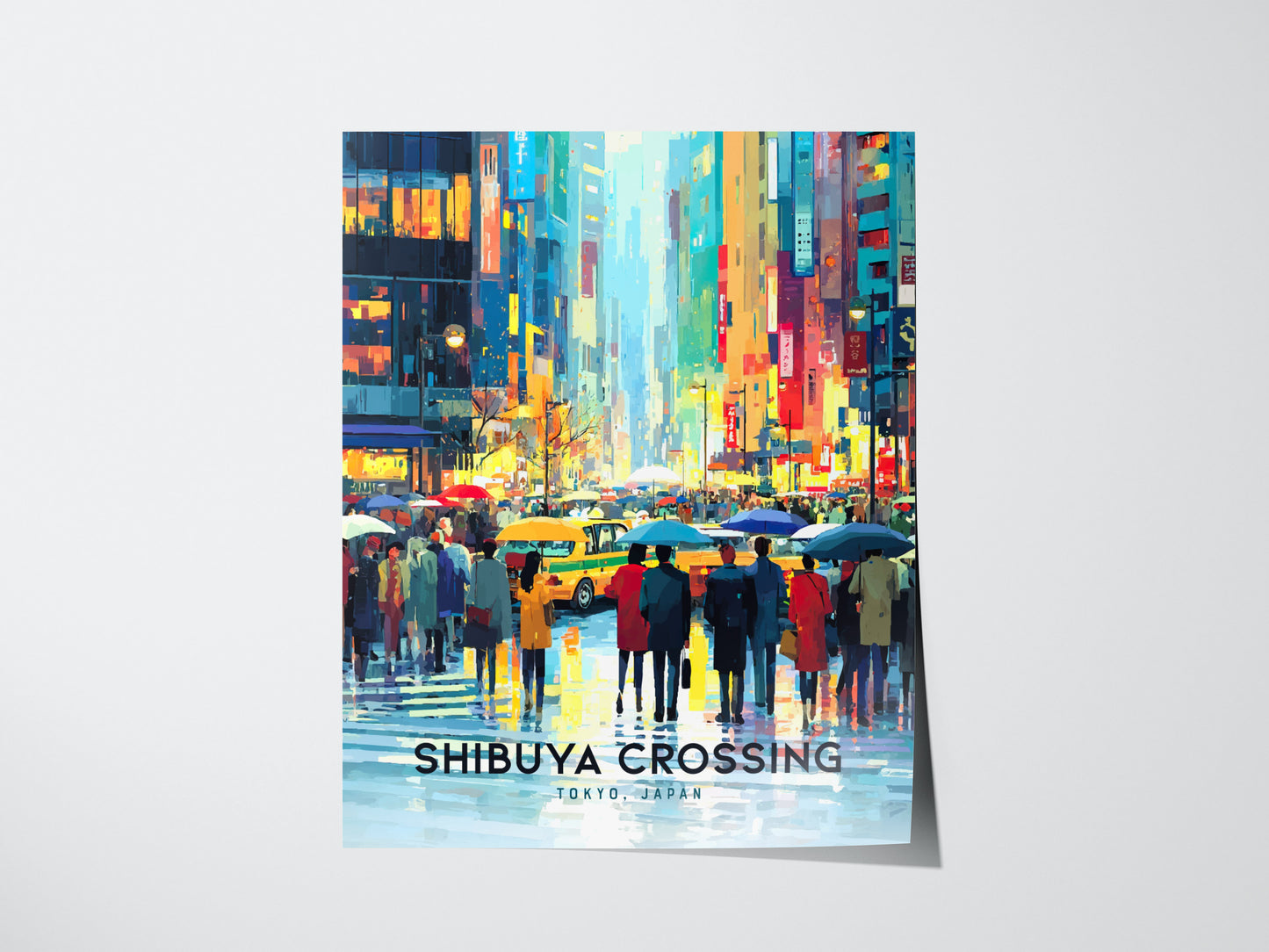 Shibuya Crossing Poster | Tokyo Japan Neon City Art Travel Gift