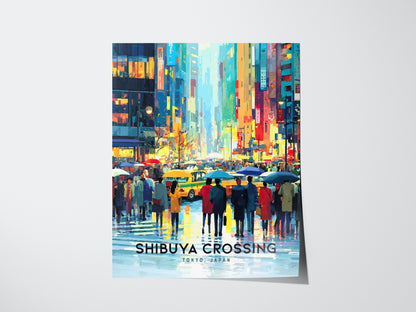 Shibuya Crossing Poster | Tokyo Japan Neon City Art Travel Gift