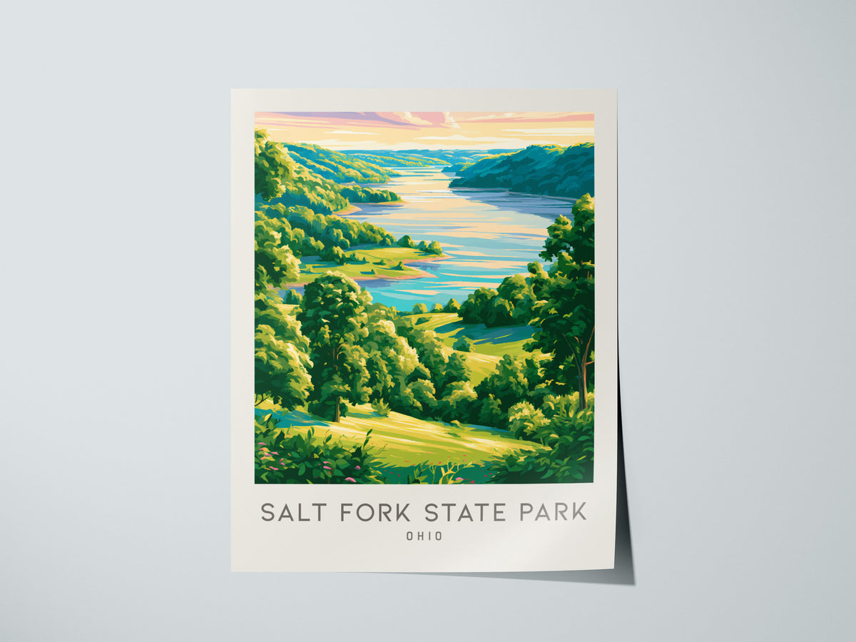 Salt Fork State Park Matte Border Poster | Ohio Destination Print Travel Wall Art — giclée print detail on matte paper