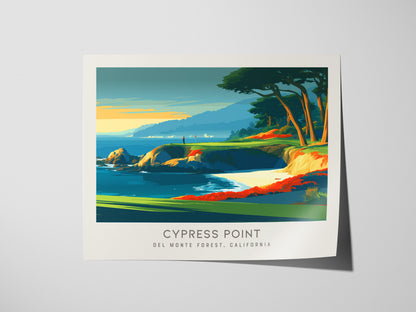 Cypress Point Landscape Matte Border Poster | Del Monte Forest, California Country Club Decor Golf Course Print — giclée prin