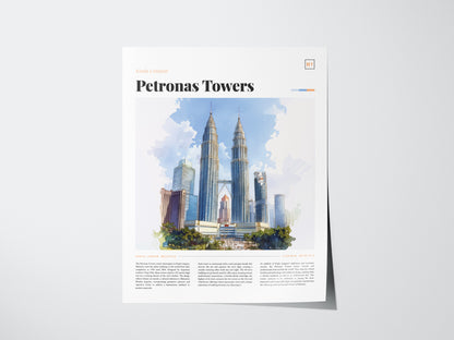 Kuala Lumpur Skyline Poster | Petronas Twin Towers Cityscape Wall Art
