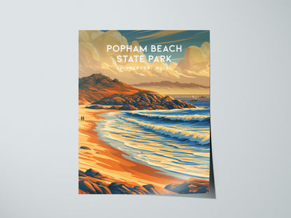 Popham Beach State Park, Phippsburg, Maine Poster | Destination Print Beach House Decor Wall Art — giclée print detail on mat