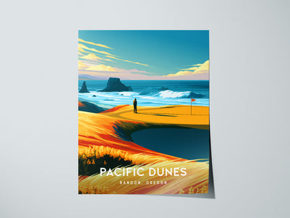 Pacific Dunes, Bandon, Oregon Poster | Links Poster Golfer Gift Wall Art — giclée print detail on matte paper