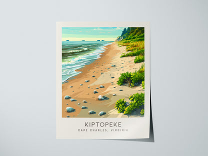 Kiptopeke Matte Border Poster | Cape Charles, Virginia Coastal Beach Decor — giclée print detail on matte paper