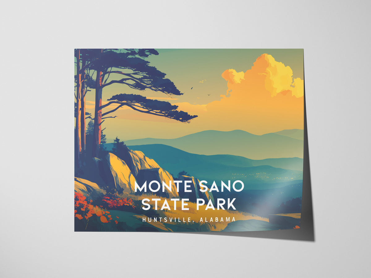 Monte Sano State Park Landscape Poster | Huntsville, Alabama Framed or Unframed Travel Gift Wall Art — giclée print detail on