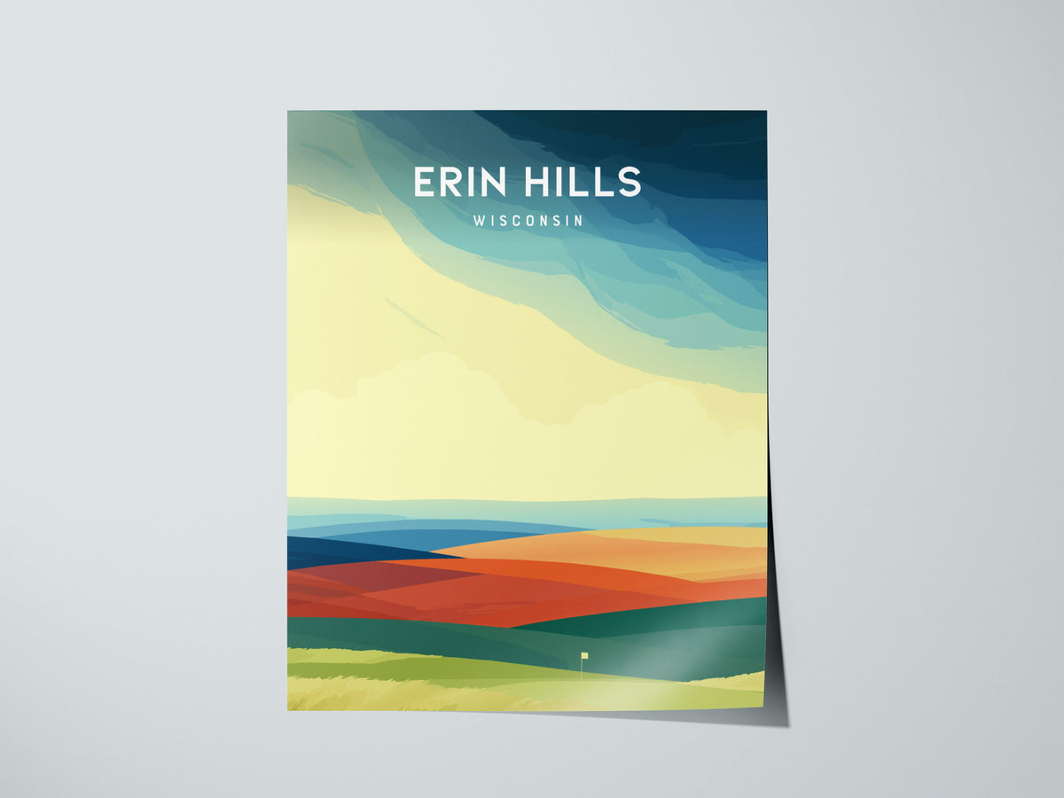 Erin Hills Golf Course, Erin, Wisconsin Poster | Rolling Fairways & Links Poster Wall Art — giclée print detail on matte pape