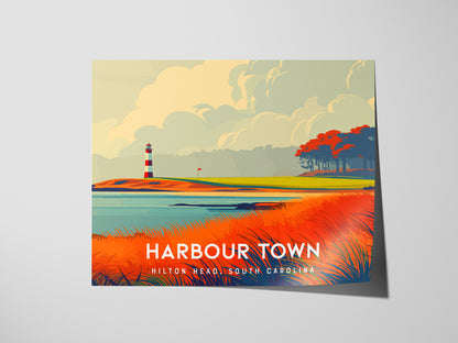 Harbour Town Golf Links Landscape, Hilton Head, South Carolina Poster | Country Club Decor & Links Wall Art — giclée print de