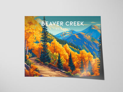 Beaver Creek, Colorado Landscape Poster | Snowy Slopes & Lodge Vacation Wall Art — giclée print detail on matte paper