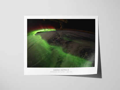 Aurora Australis Poster | NASA International Space Station Landscape Space Photography Wall Art — giclée print detail on matt