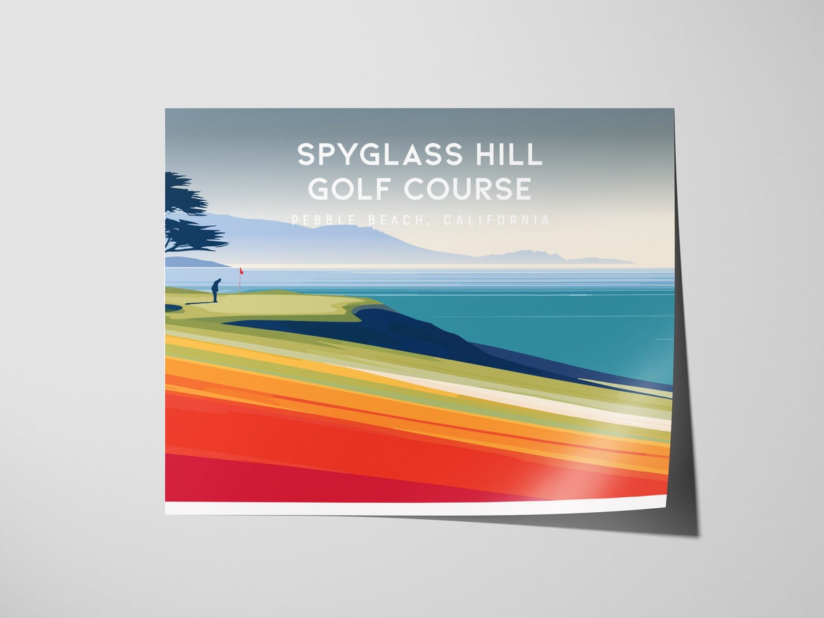 Spyglass Hill Golf Course Landscape Poster | Pebble Beach, California Country Club Decor Wall Art — giclée print detail on ma