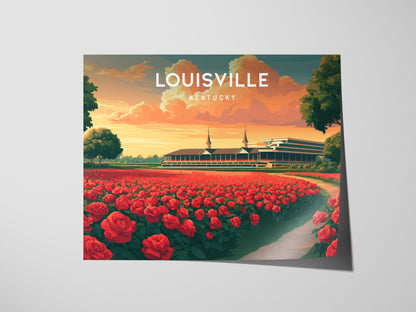 Louisville, Kentucky Landscape Poster | Derby City Riverfront Vacation Wall Art — giclée print detail on matte paper