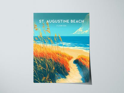 St. Augustine Beach, Florida Poster | Sun-Kissed Shores & Pier Wall Art — giclée print detail on matte paper