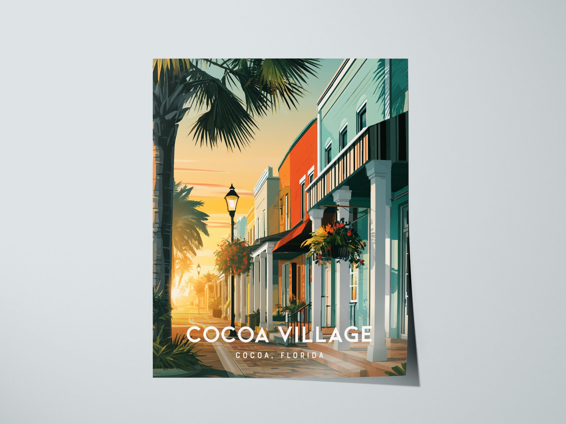 Cocoa Village, Florida Poster | Cocoa, Florida | Charming Riverfront Downtown Wall Art — giclée print detail on matte paper