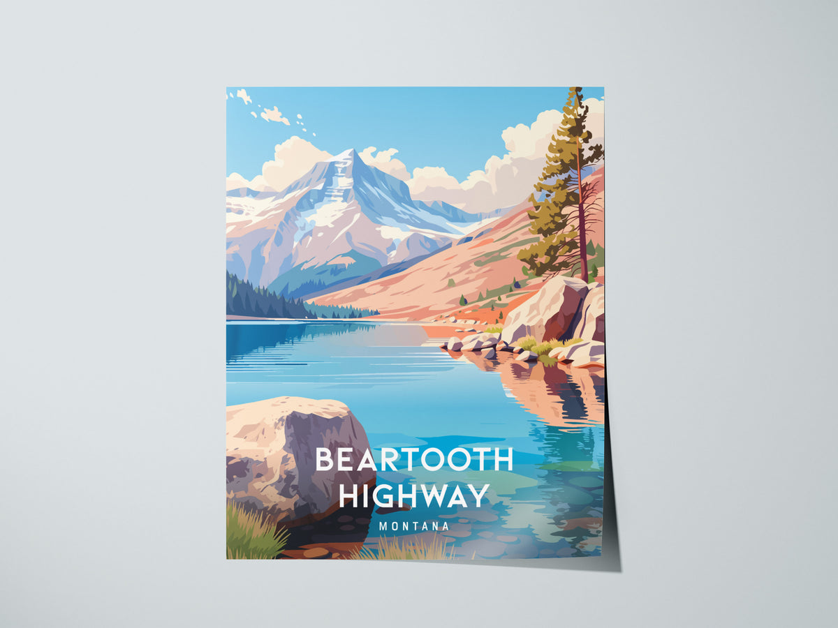 Beartooth Highway, Montana Poster | Alpine Mountain Pass Scenic Wall Art — giclée print detail on matte paper
