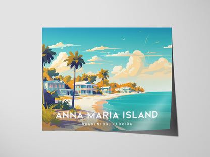 Anna Maria Island, Bradenton, Florida Poster | Landscape Tropical Beach Print Wall Art — giclée print detail on matte paper
