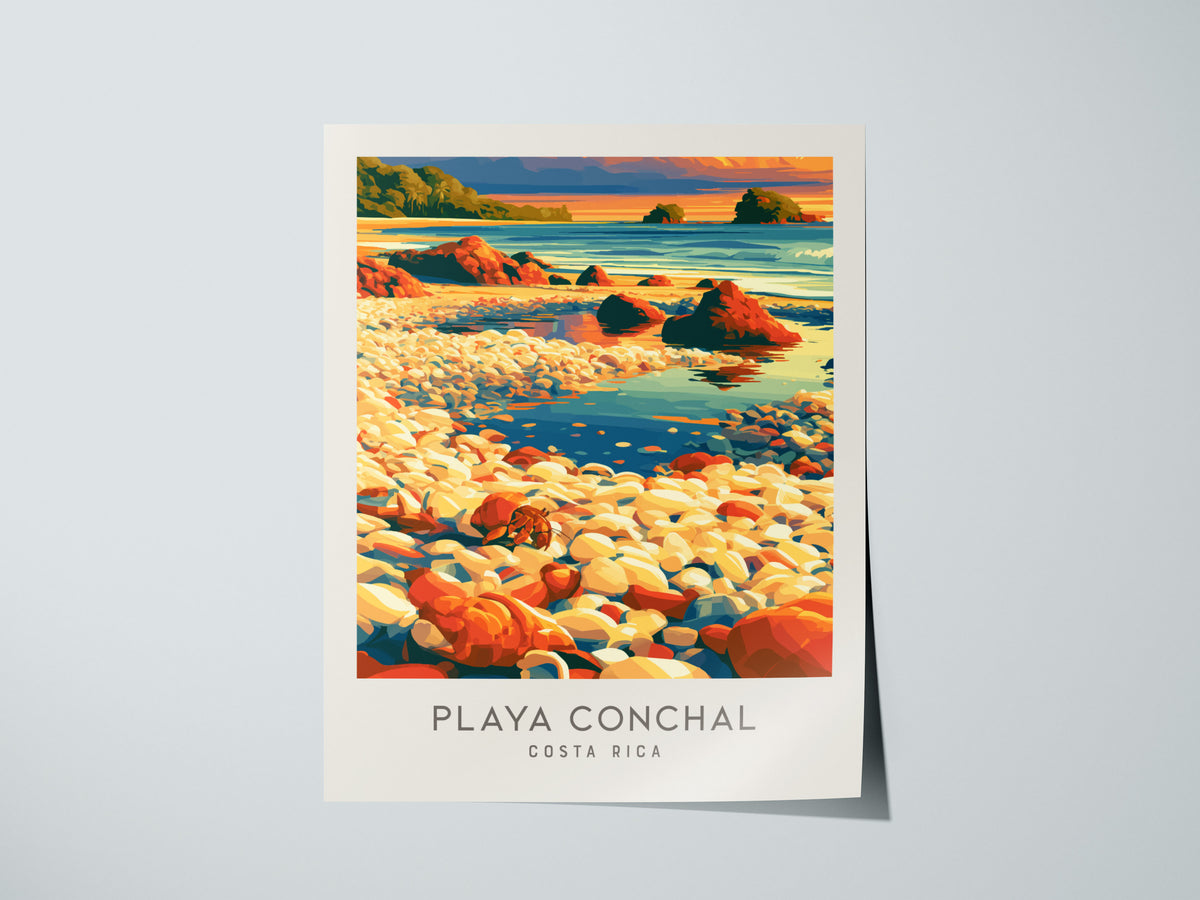 Playa Conchal Matte Border Poster | Costa Rica Vacation Wall Art — giclée print detail on matte paper
